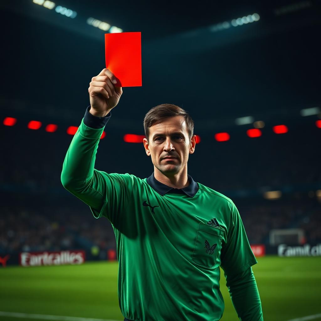 Referee holding red card